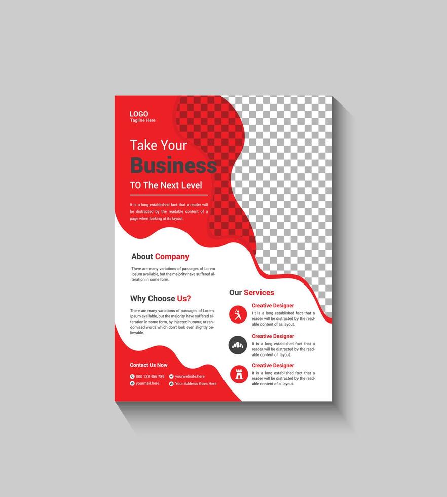 Simple Red Color Corporate Flyer Template Design vector