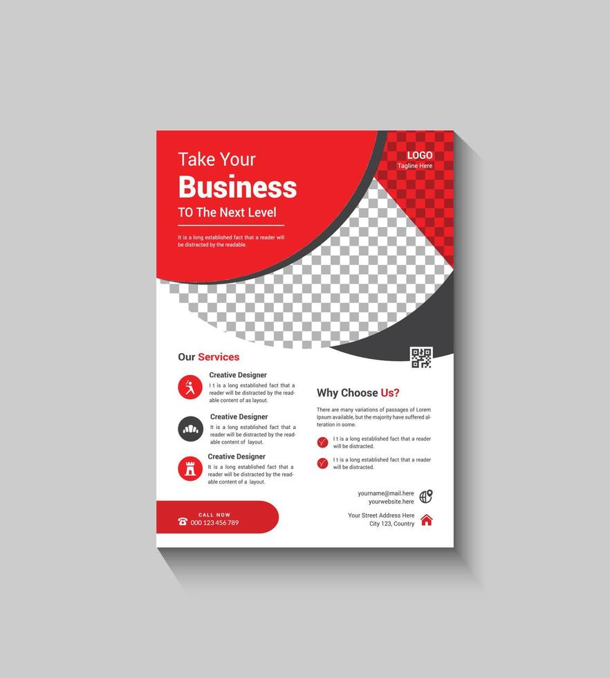 Simple Red Color Corporate Flyer Template Design vector