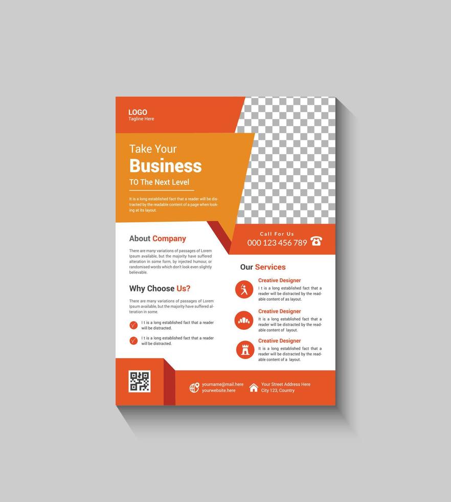 Modern and Simple Orange Color Flyer Design vector