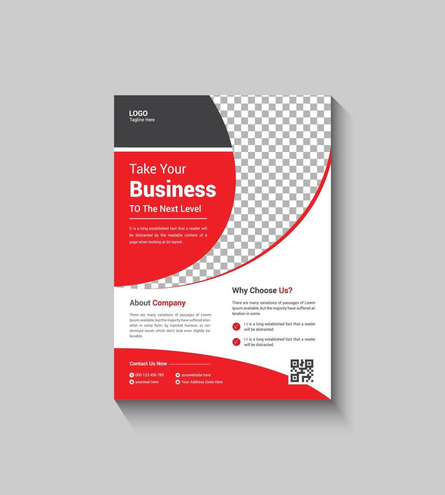 Simple Red Color Corporate Flyer Template Design vector