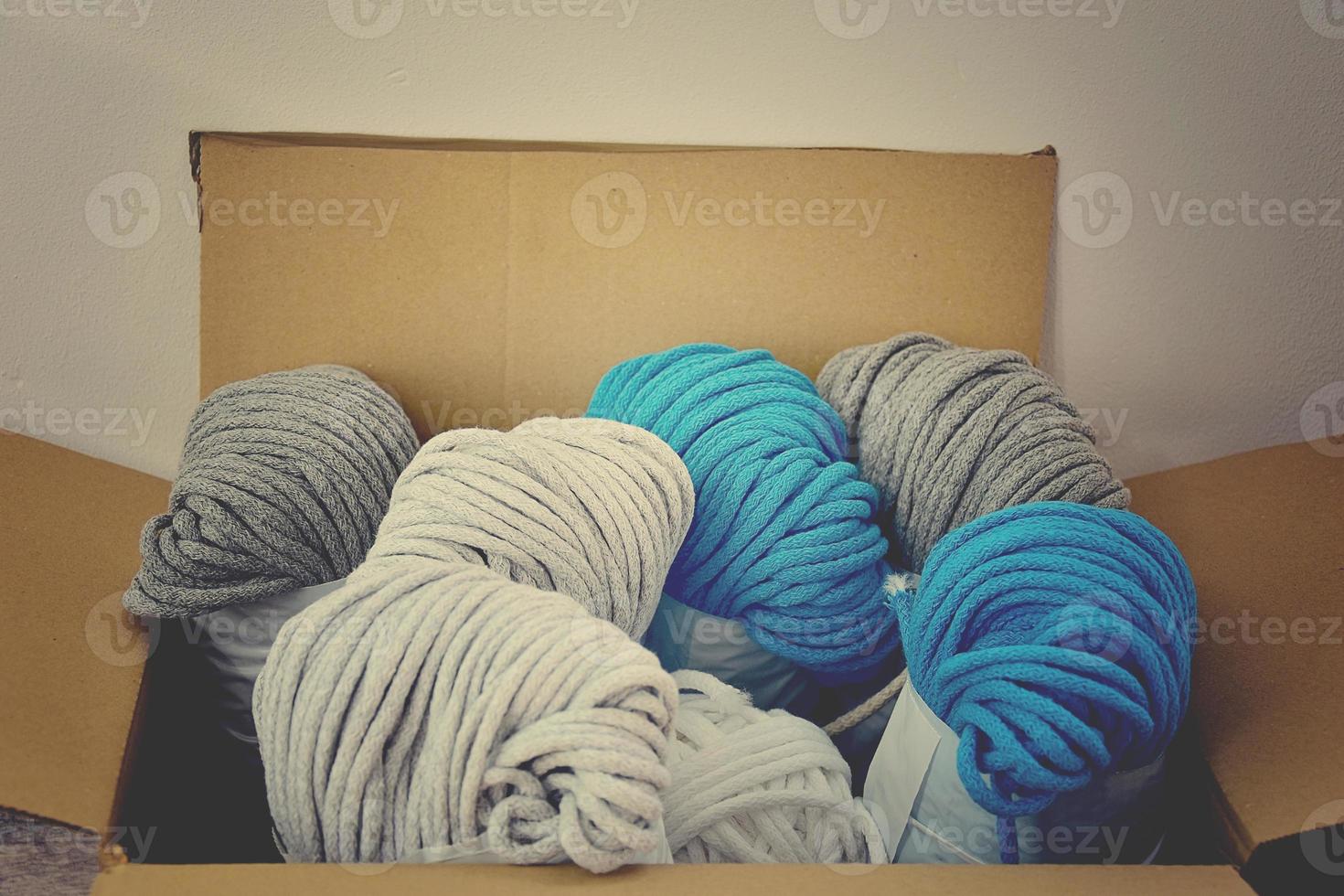 package with a colorful cord cotton for hand knitting photo