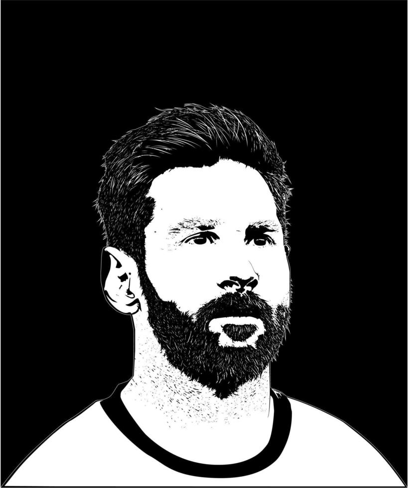 Yogyakarta, Indonesia, 09 April 2023. Lionel Andrs Messi, also known as Leo Messi or Lionel Messi Line Art Silhouette. Vector Illustration