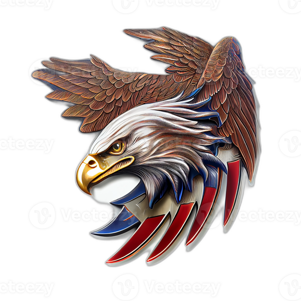 amerikan patriotisk Örn, illustration, konstverk, patriot örnar, transparent bakgrund, t-shirt tshirt design, ai genererad png