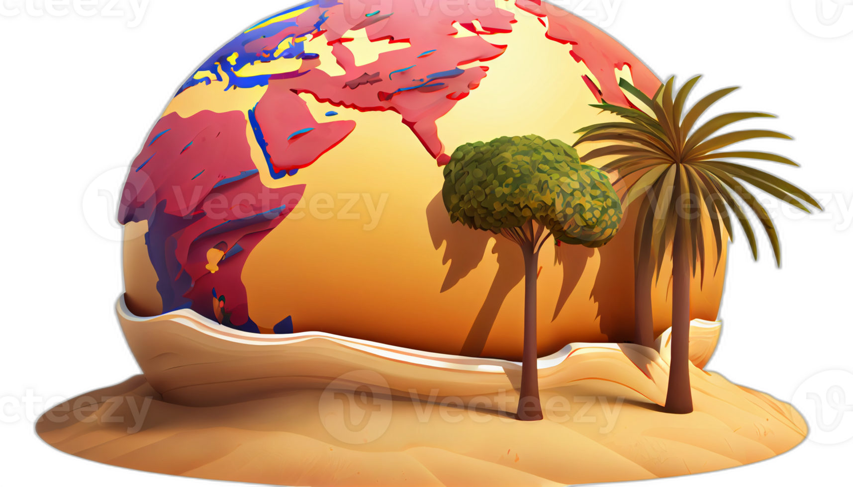 Climate change illustration with transparent background, Global warming illustration artwork, png