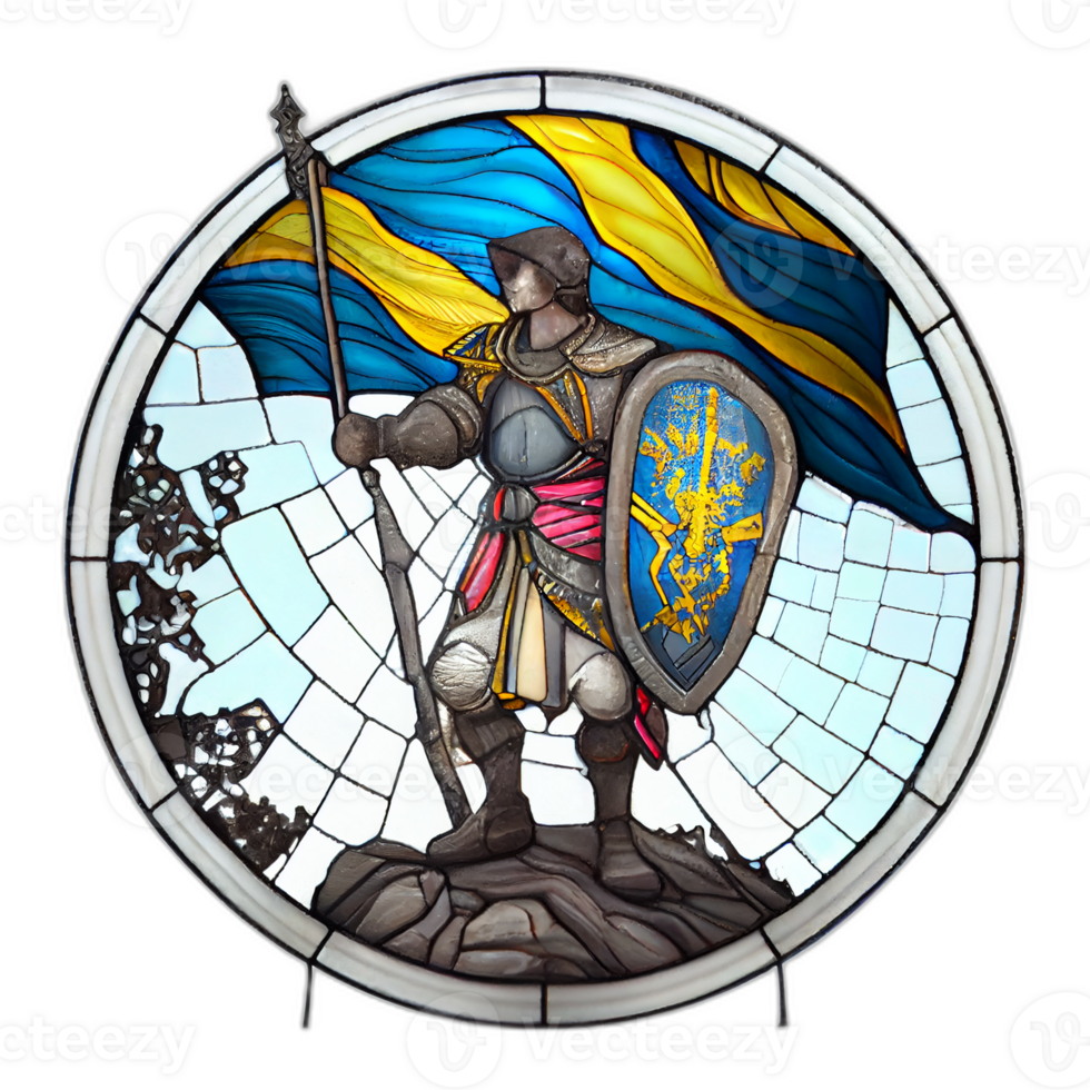 ukraina flagga konstverk färgade glas, patriot illustration design, ukrainska patriotism flaggor, ai genererad png