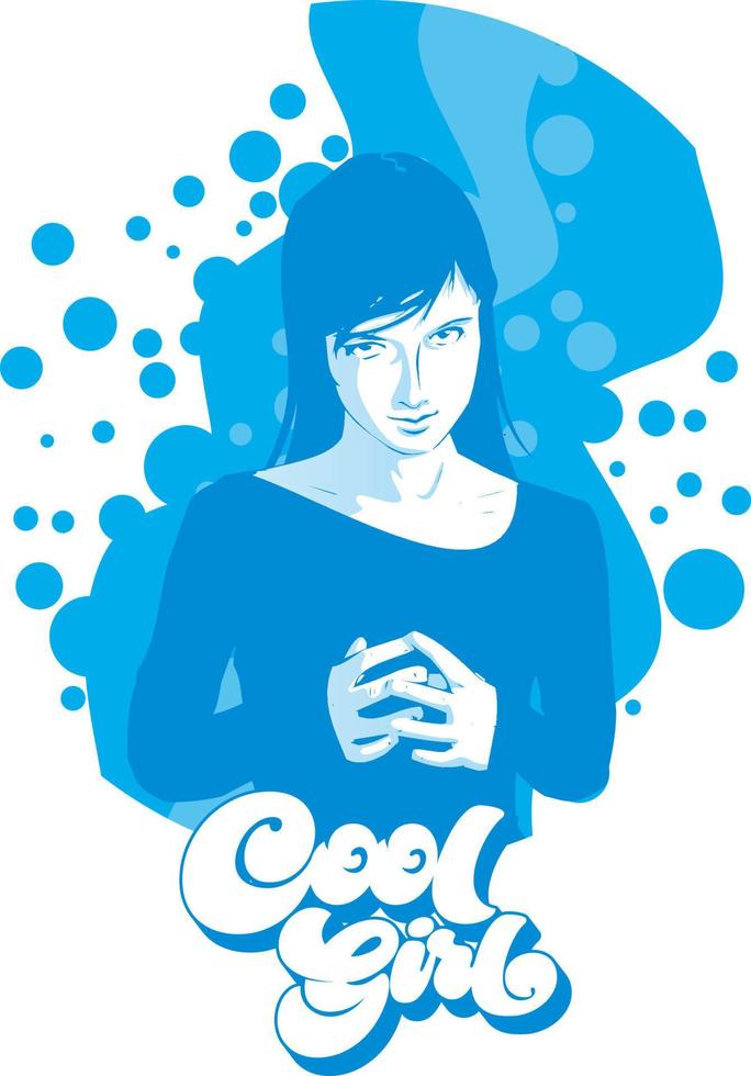 A blue poster about a girl that says cool girl on it vector