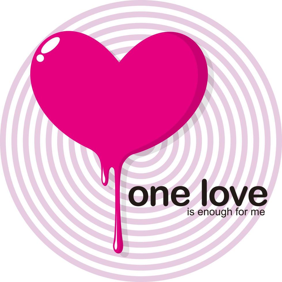 A pink heart with the word one love on it vector