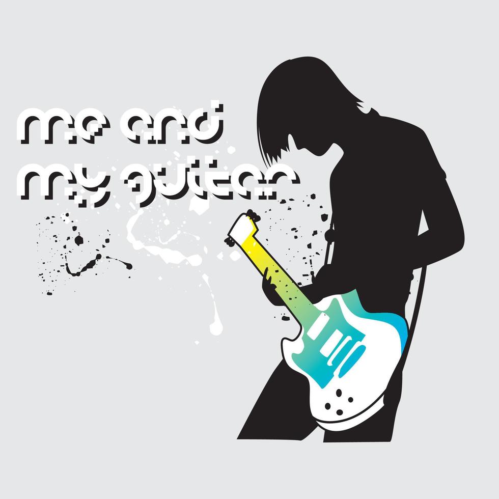 Silhouette of Guitarist Editable Vector