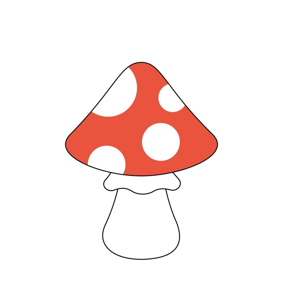 Retro groovy trippy mushroom design. Hippie psychedelic fly agaric fungus. Vintage cartoon hallucinogenic fantasy amanita. Trendy y2k pop culture isolated vector eps element. Ready for use