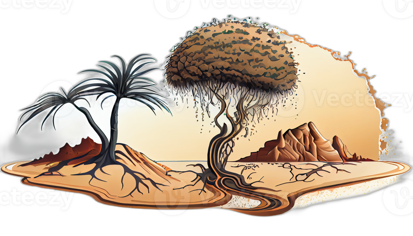 klimaat verandering illustratie met transparant achtergrond, globaal opwarming illustratie kunstwerk, ai gegenereerd png