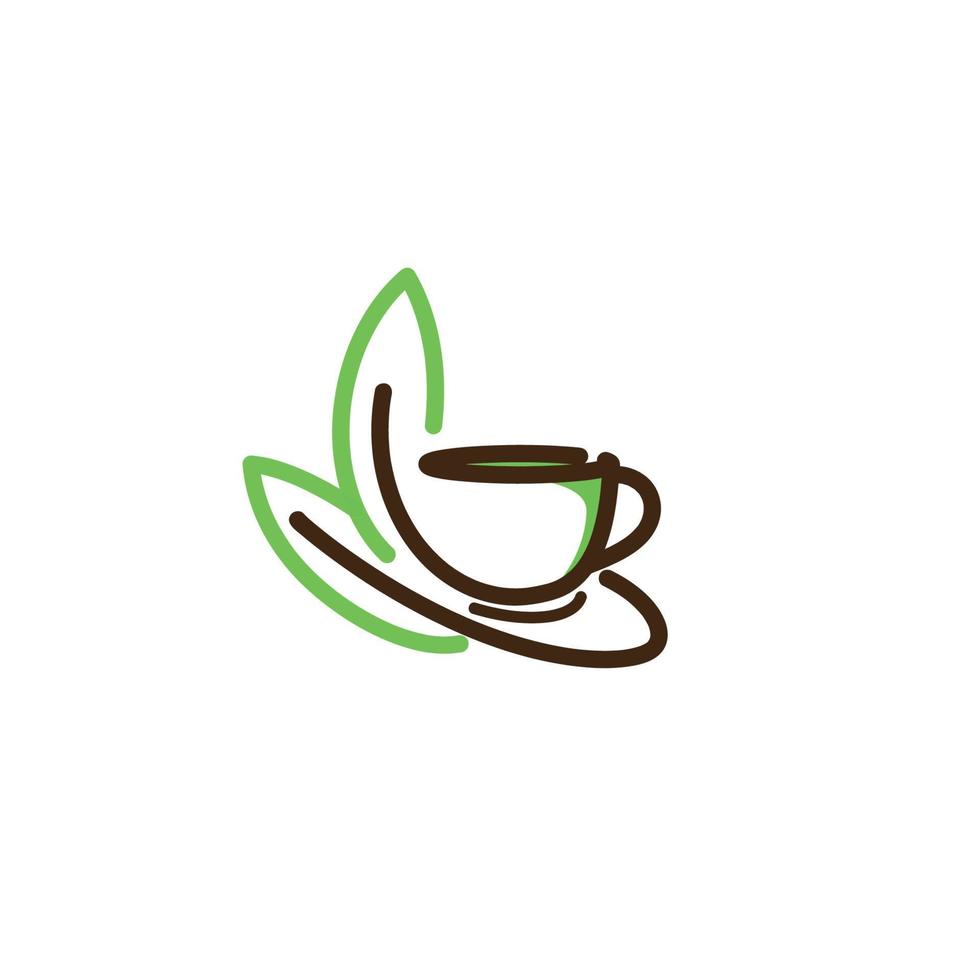 Logo tea drink, flat, green, line vector