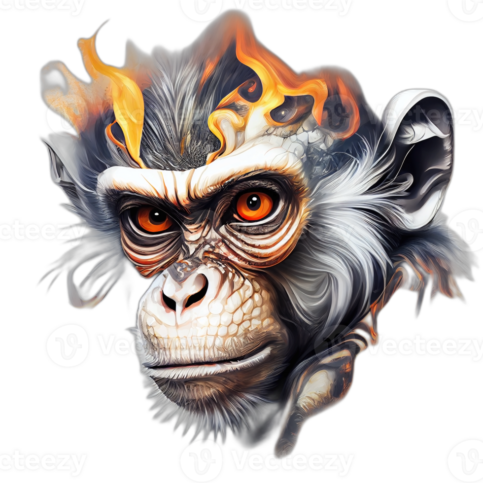 Colorful monkey ape artwork illustration t-shirt design, transparent background, png