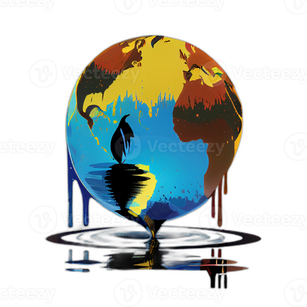 klimaat verandering illustratie met transparant achtergrond, globaal opwarming illustratie kunstwerk, ai gegenereerd png