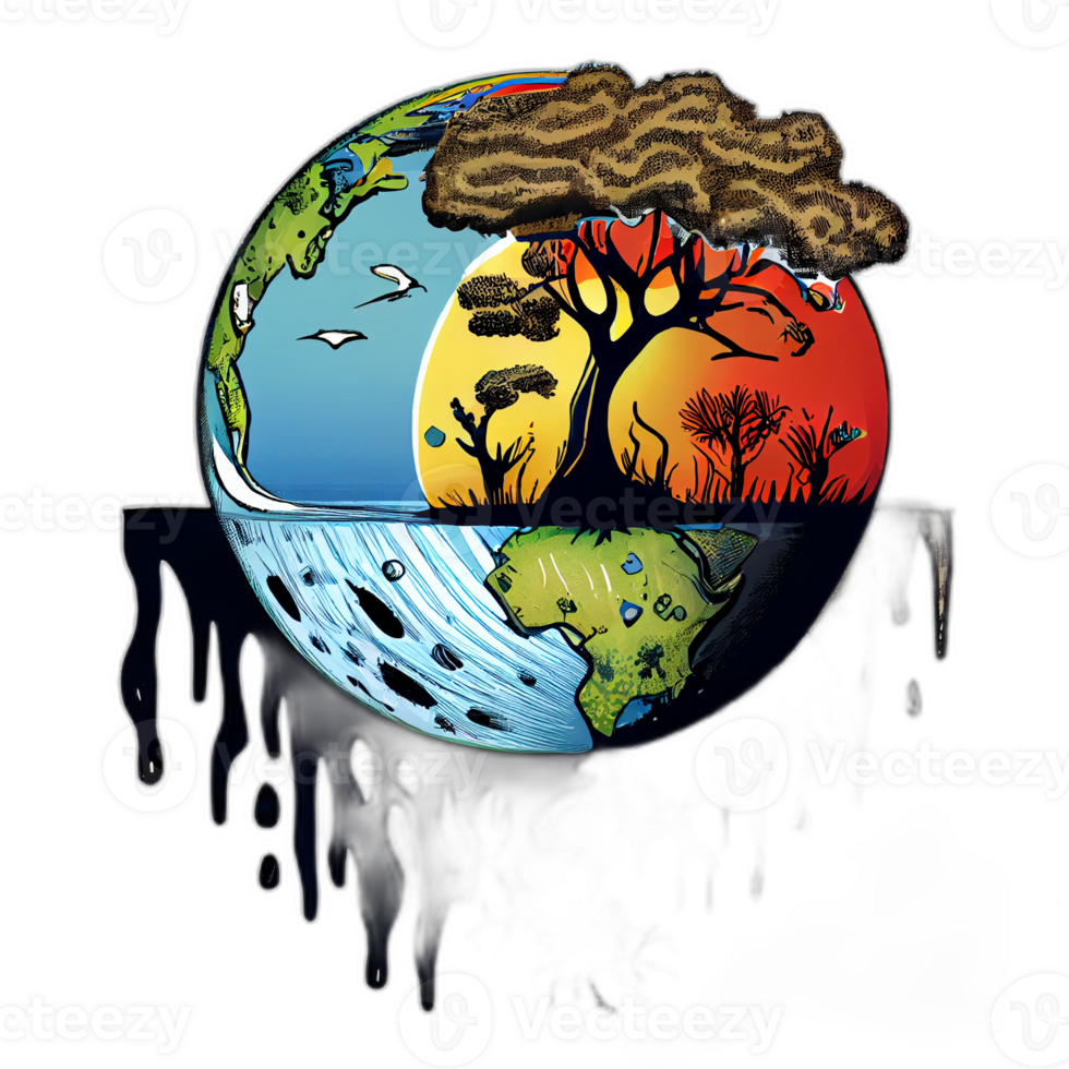 clima modificare illustrazione con trasparente sfondo, globale riscaldamento illustrazione opera d'arte, ai generato png