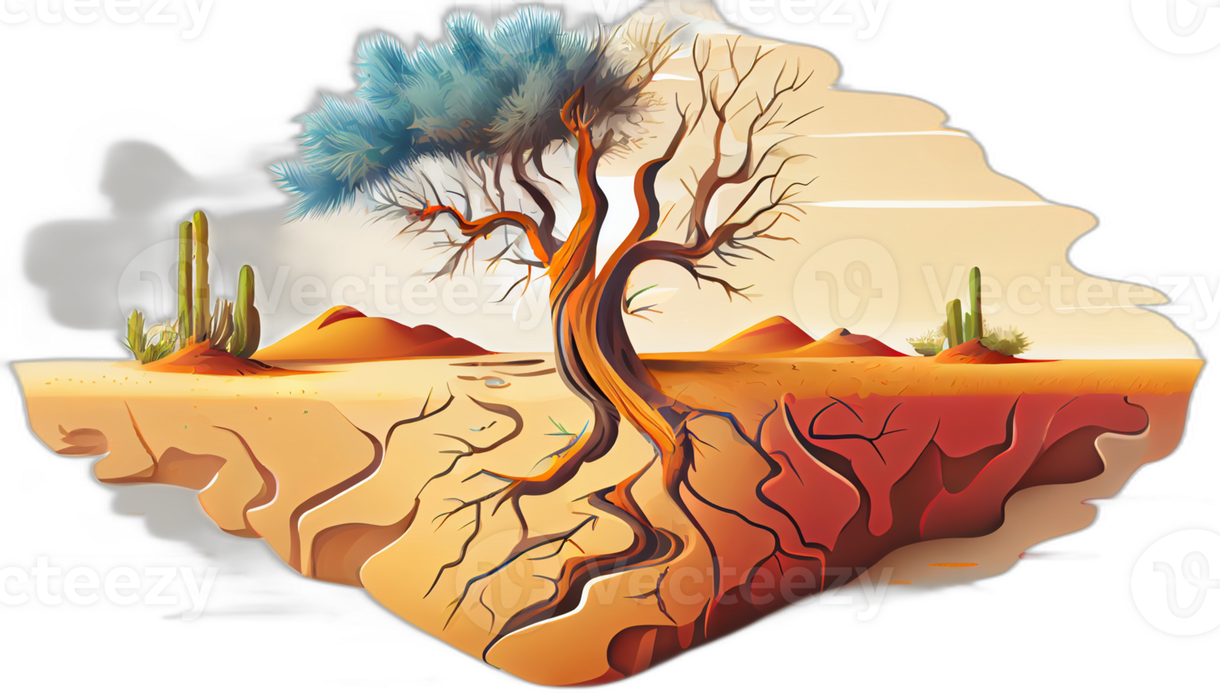 Climate change illustration with transparent background, Global warming illustration artwork, png