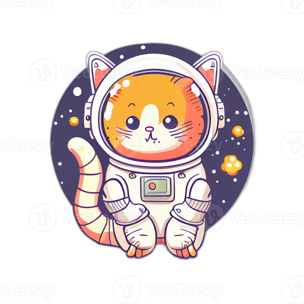 cute astronaut cat artwork illustration, png