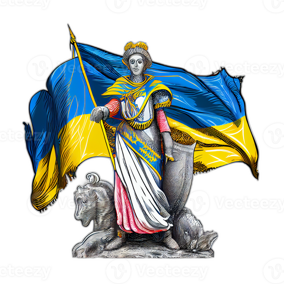 ukraina flagga konstverk färgade glas, patriot illustration design, ukrainska patriotism flaggor, ai genererad png