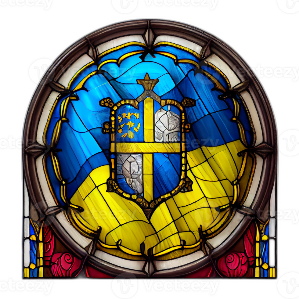 Ukraine flag artwork stained glass, patriot illustration design, ukrainian patriotism flags, png
