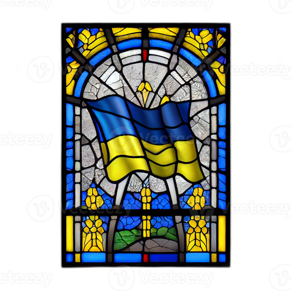 Ukraine flag artwork stained glass, patriot illustration design, ukrainian patriotism flags, png