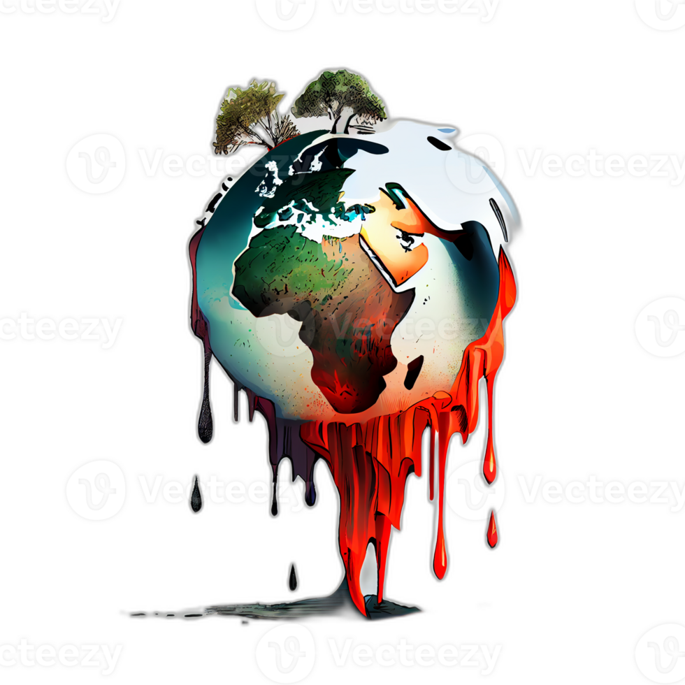 Climate change illustration with transparent background, Global warming illustration artwork, png