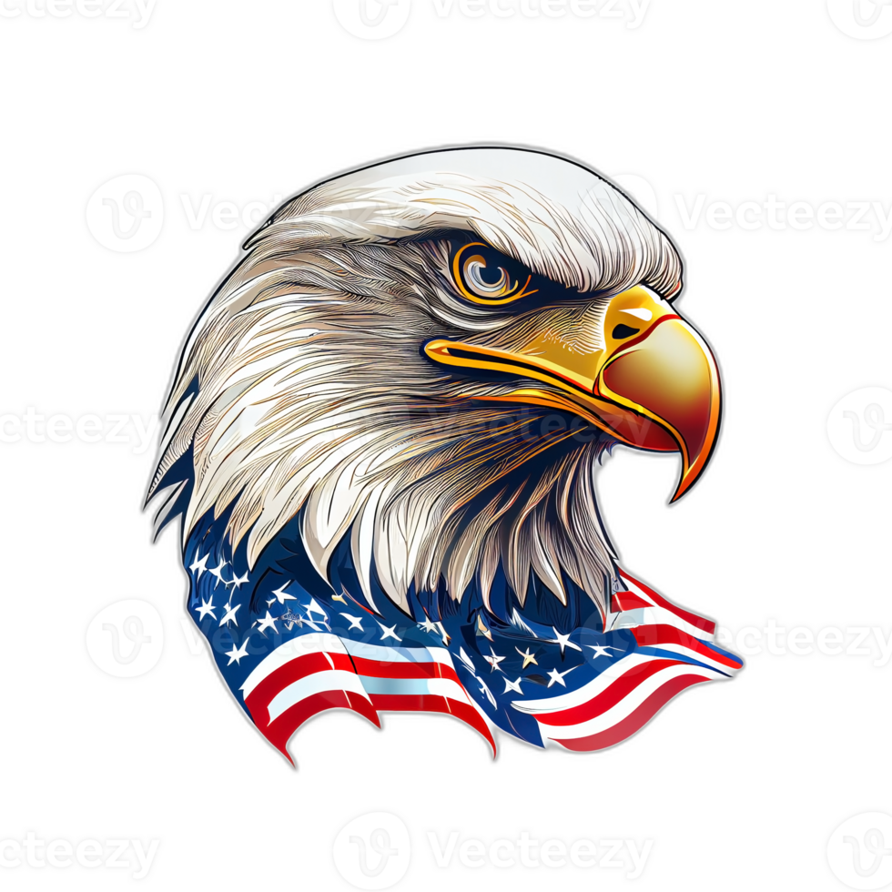 amerikan patriotisk Örn, illustration, konstverk, patriot örnar, transparent bakgrund, t-shirt tshirt design, ai genererad png