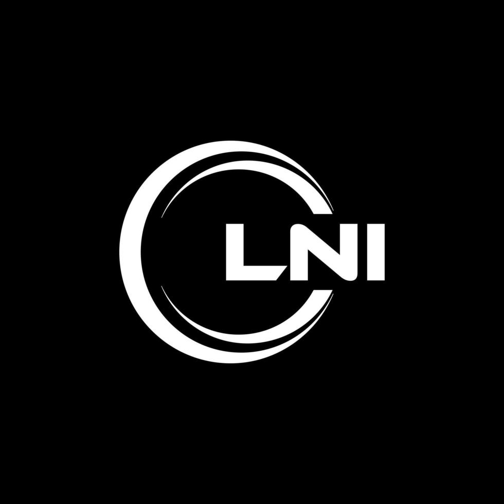 LNI letter logo design in illustration. Vector logo, calligraphy designs for logo, Poster, Invitation, etc.