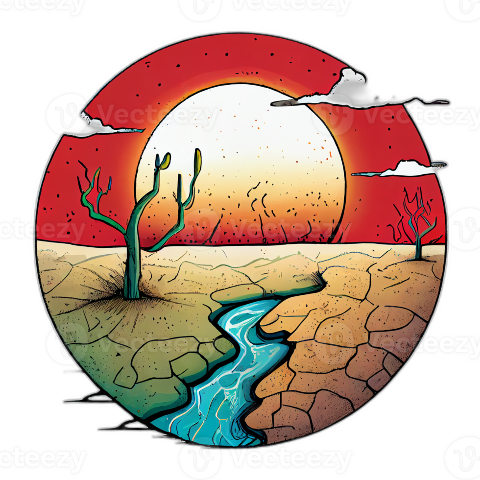 Climate change illustration with transparent background, Global warming illustration artwork, png