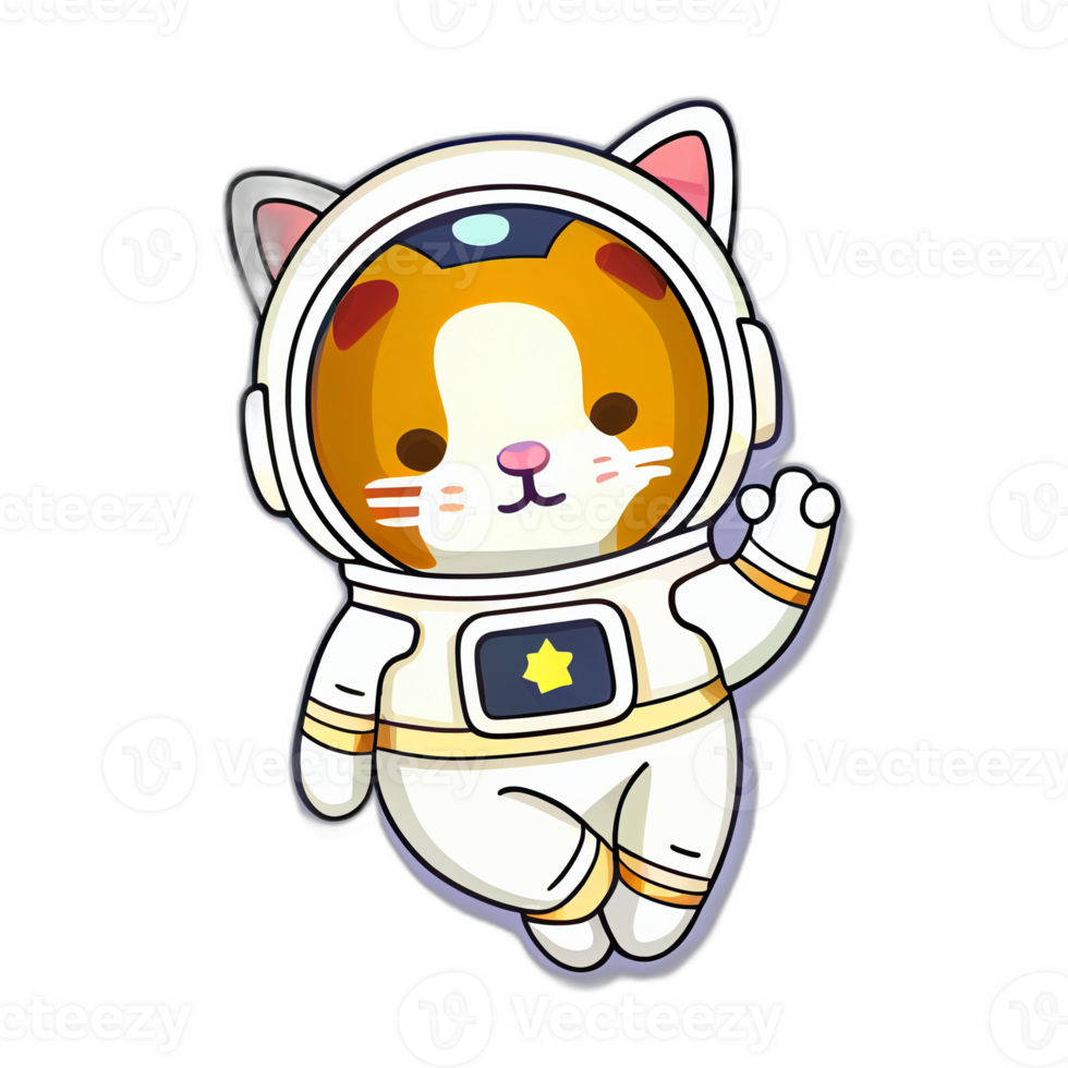 cute astronaut cat artwork illustration, png