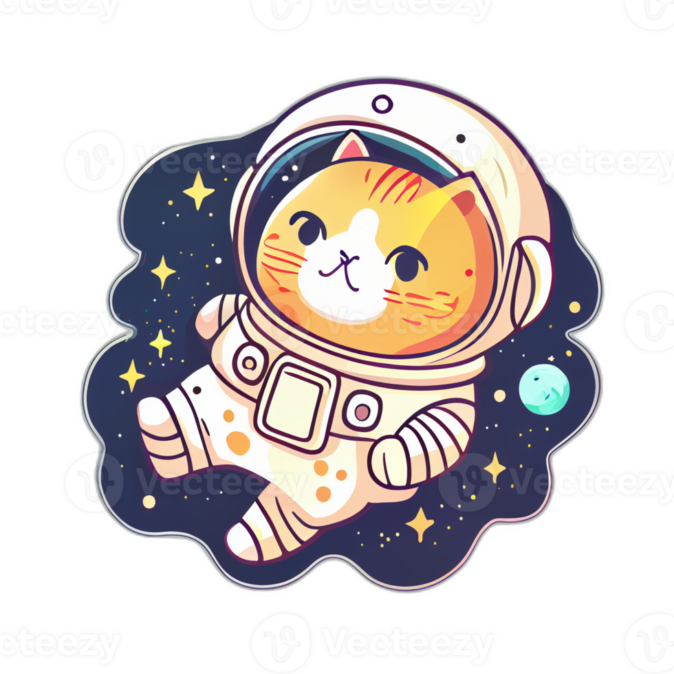 cute astronaut cat artwork illustration, png