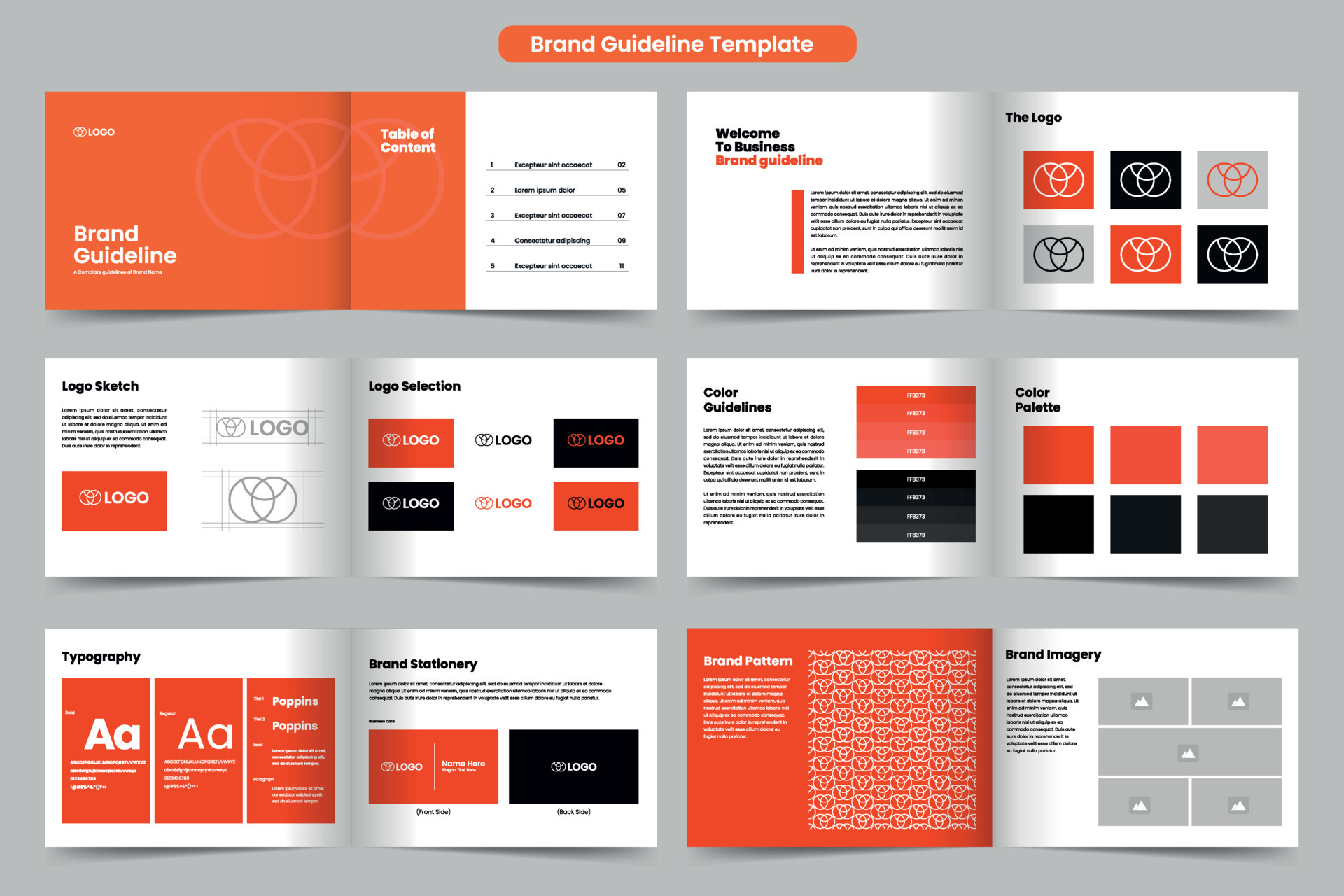 Brand guidelines layout and landscape logo brand book template ...