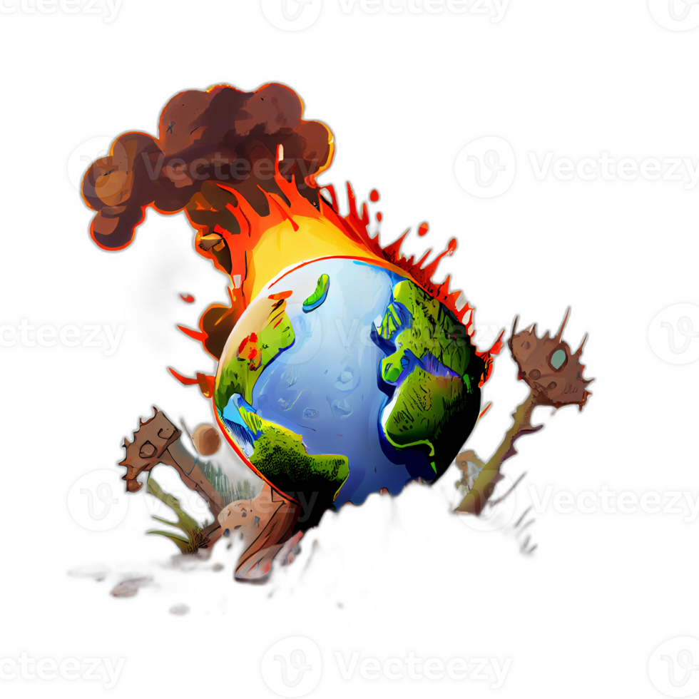 Climate change illustration with transparent background, Global warming illustration artwork, png