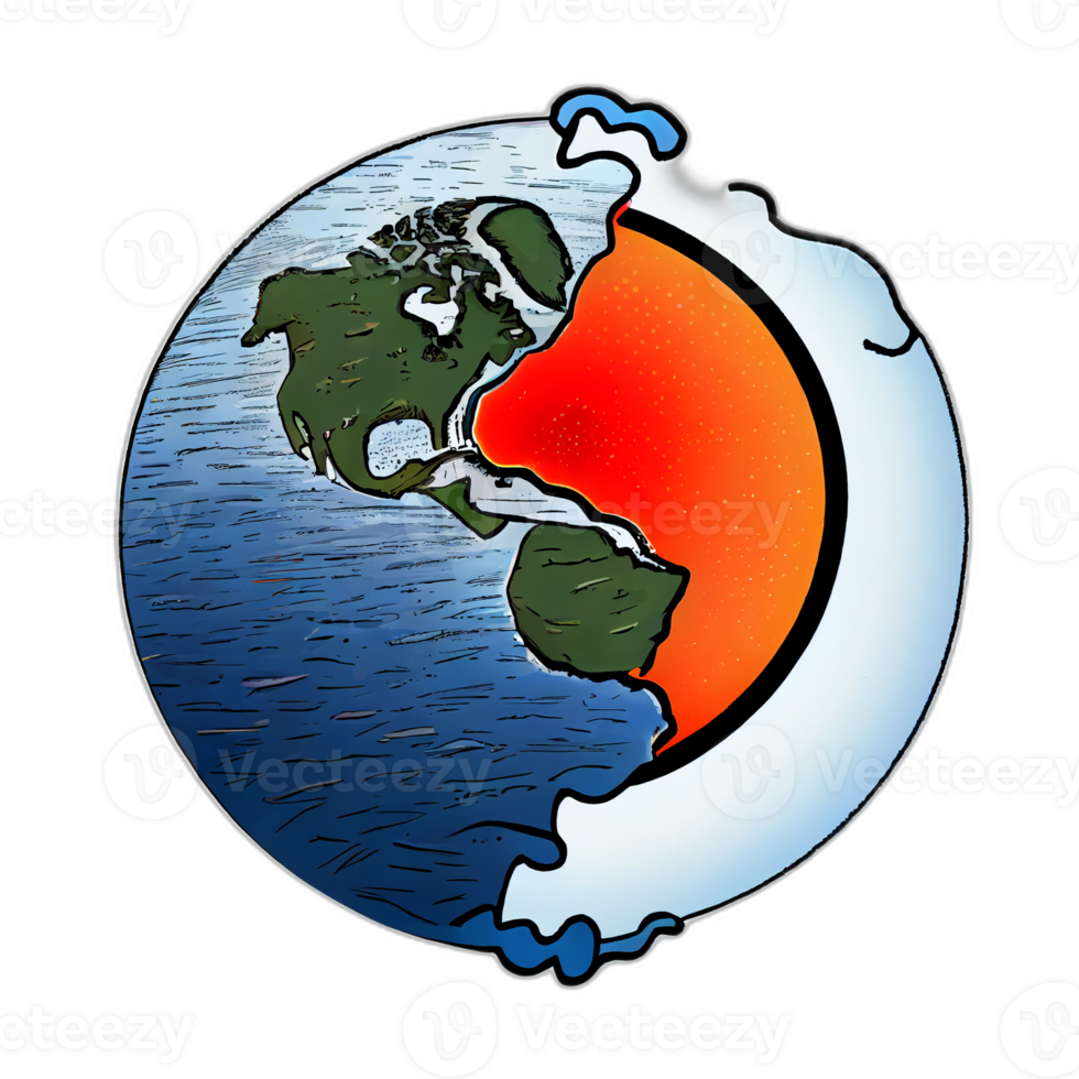 klimaat verandering illustratie met transparant achtergrond, globaal opwarming illustratie kunstwerk, ai gegenereerd png