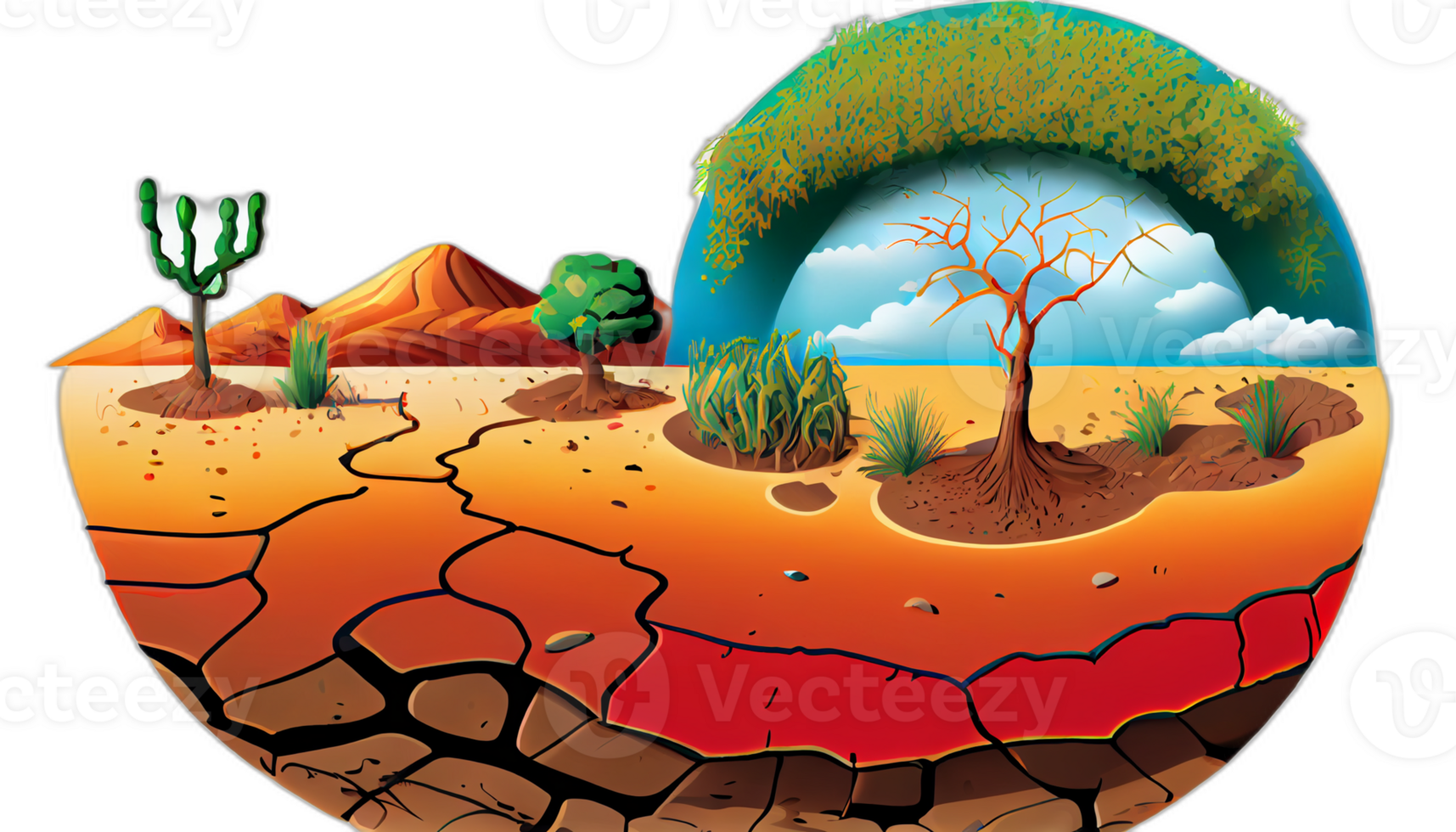 climat changement illustration avec transparent arrière-plan, global chauffage illustration ouvrages d'art, ai généré png