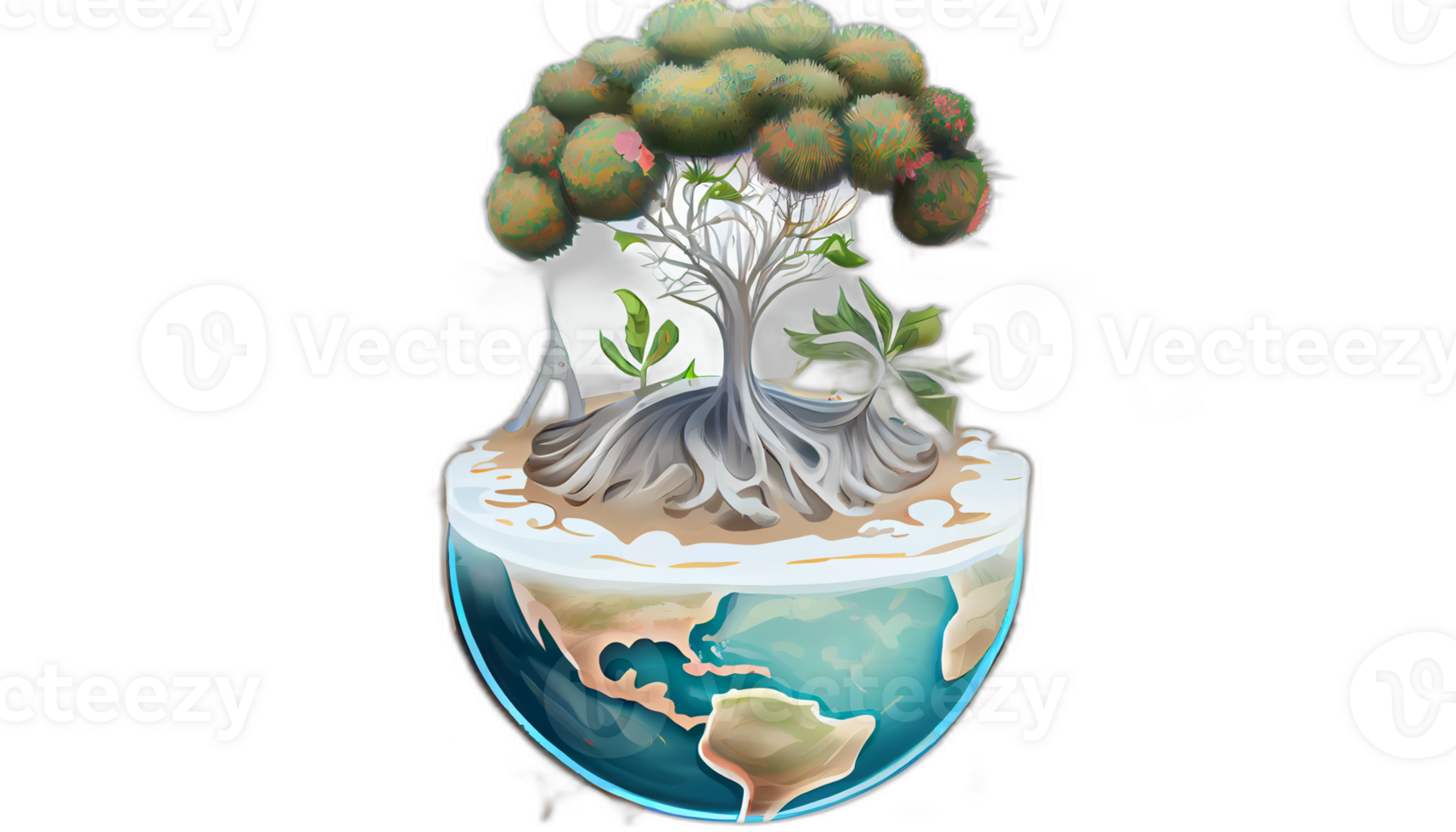 klimaat verandering illustratie met transparant achtergrond, globaal opwarming illustratie kunstwerk, ai gegenereerd png