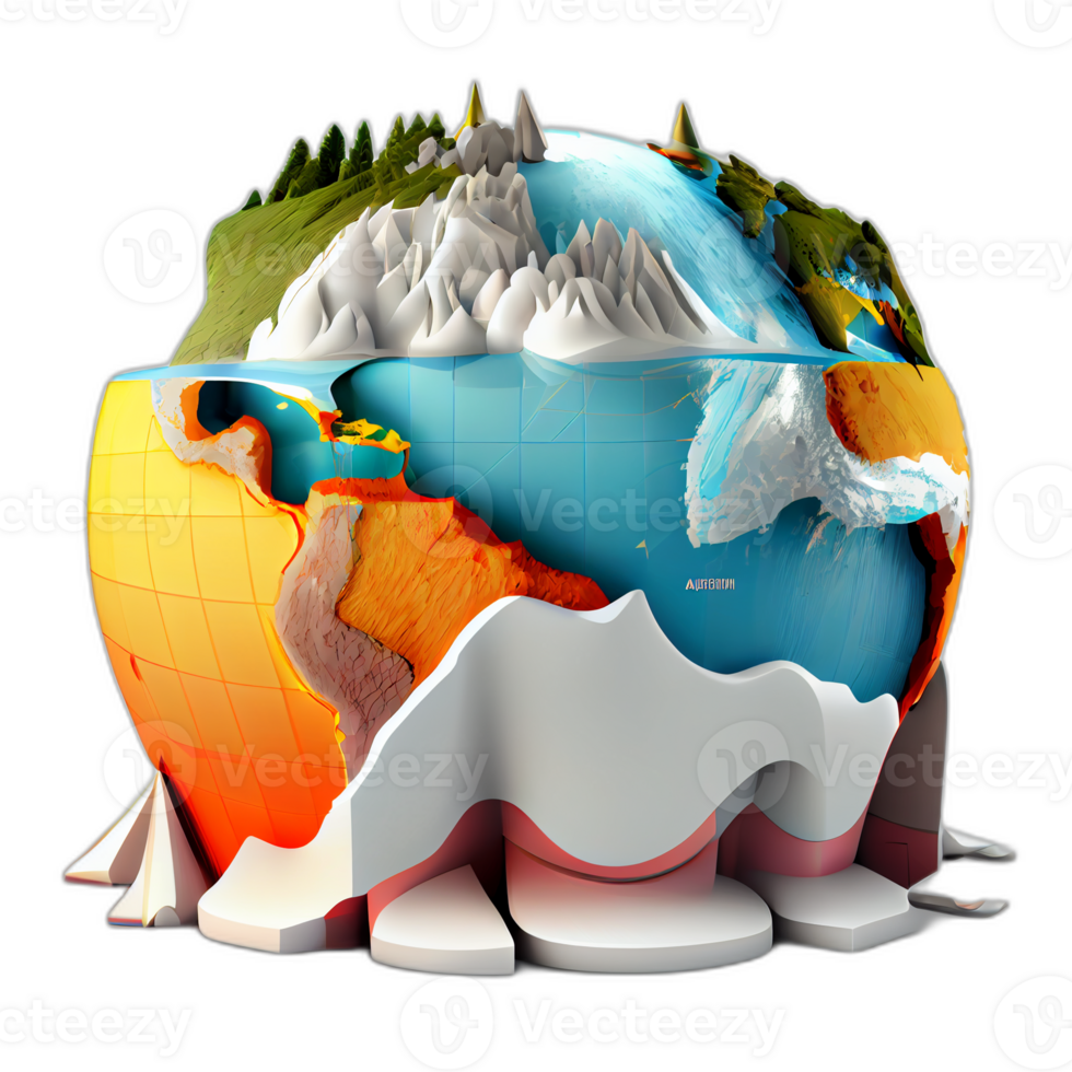 klimaat verandering illustratie met transparant achtergrond, globaal opwarming illustratie kunstwerk, ai gegenereerd png