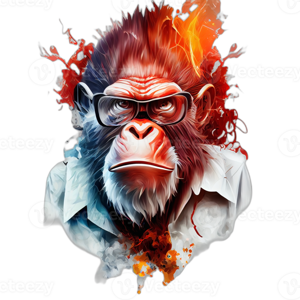 coloré singe singe ouvrages d'art illustration T-shirt conception, transparent arrière-plan, ai généré png