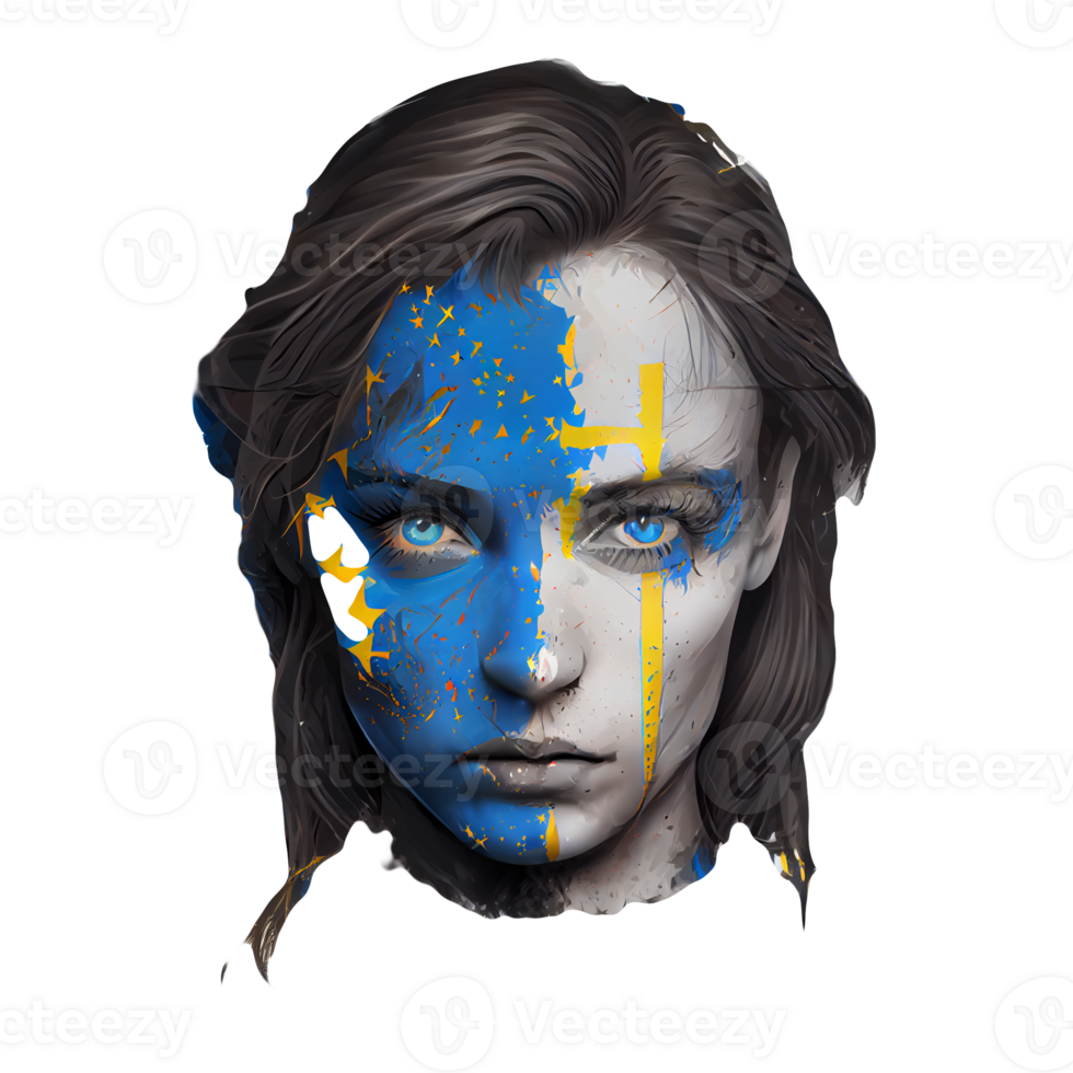 Ukraine Flag Woman illustration, beautiful women Ukrainian and EU artwork flags, png