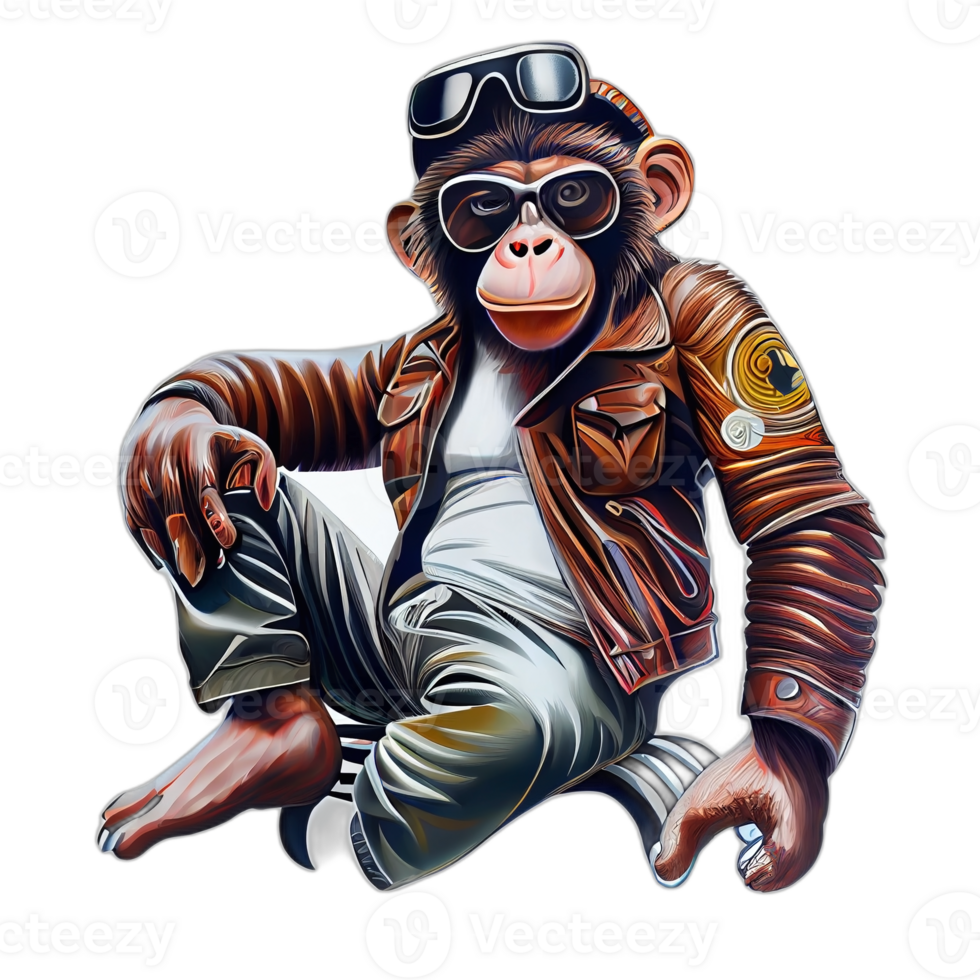 Colorful monkey ape artwork illustration t-shirt design, transparent background, png