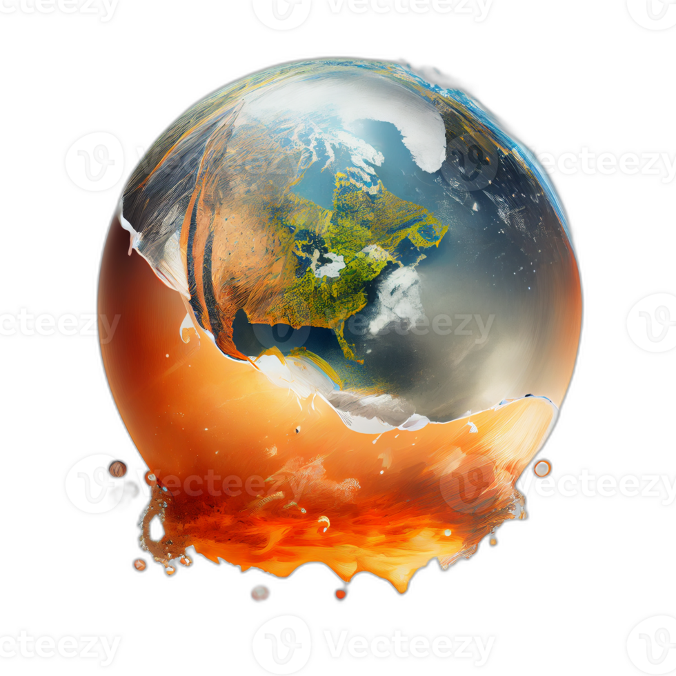 Climate change illustration with transparent background, Global warming illustration artwork, png