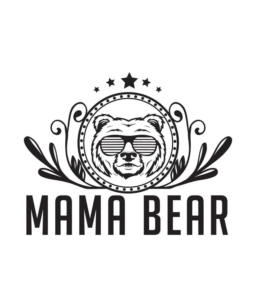 Mama bear illustration tshirt design vector