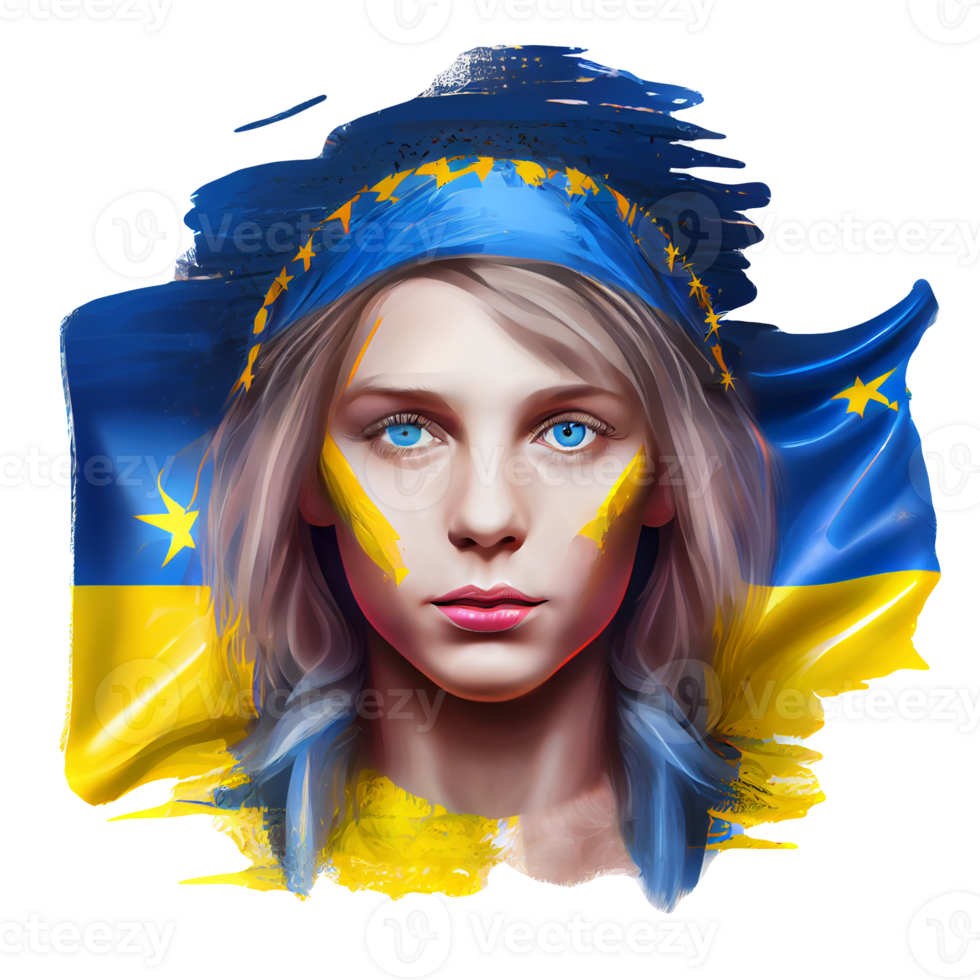 Ukraine Flag Woman illustration, beautiful women Ukrainian and EU