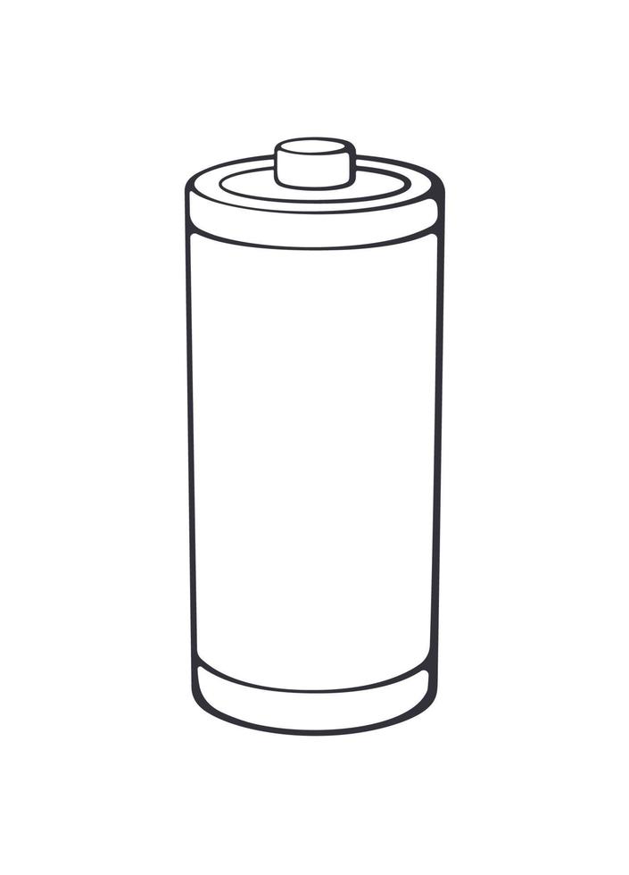 Full or empty charge level battery indicator. Outline icon. Vector illustration. Energy status of electrical device accumulator. Power technology. Hand drawn sketch. Isolated white background