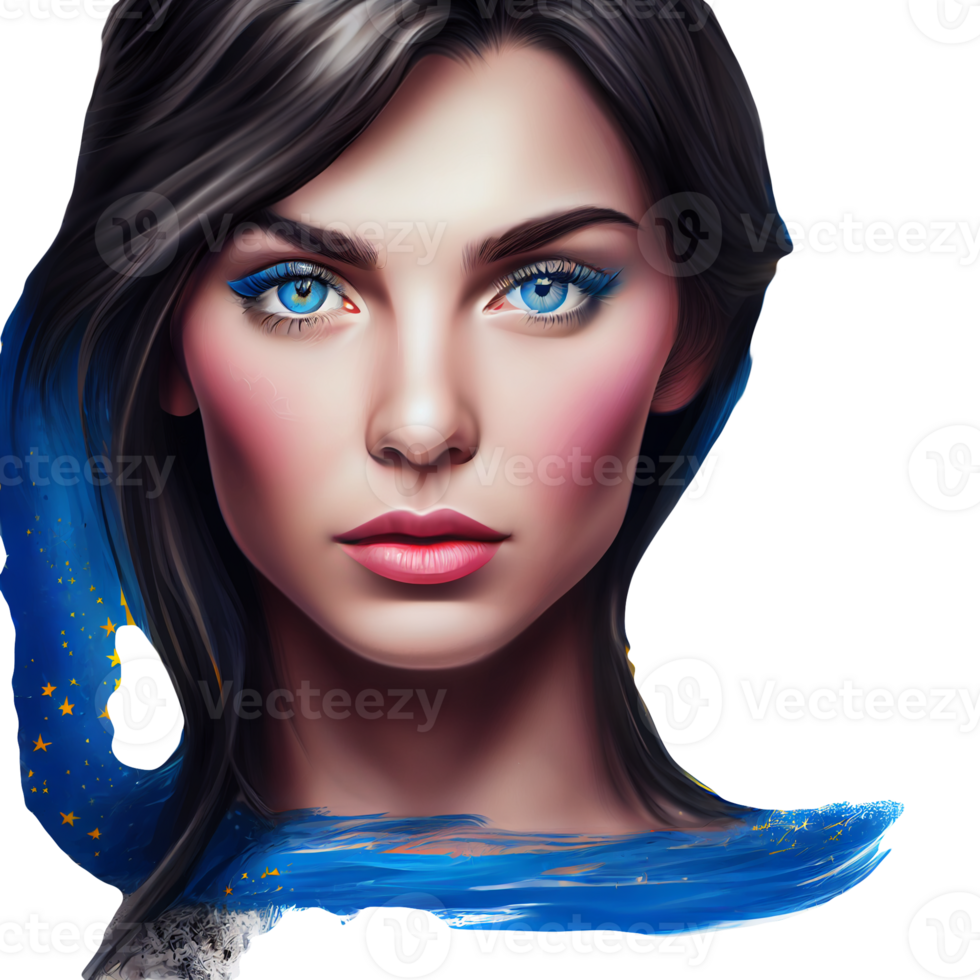 Ukraine Flag Woman illustration, beautiful women Ukrainian and EU artwork flags, png