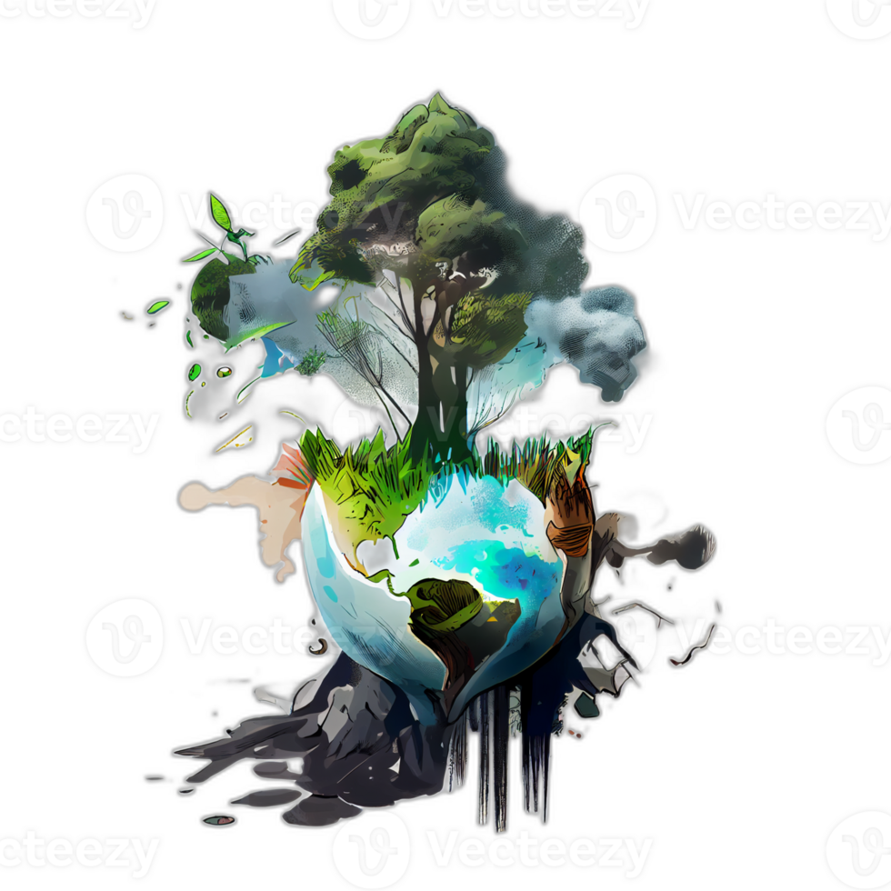 Climate change illustration with transparent background, Global warming illustration artwork, png