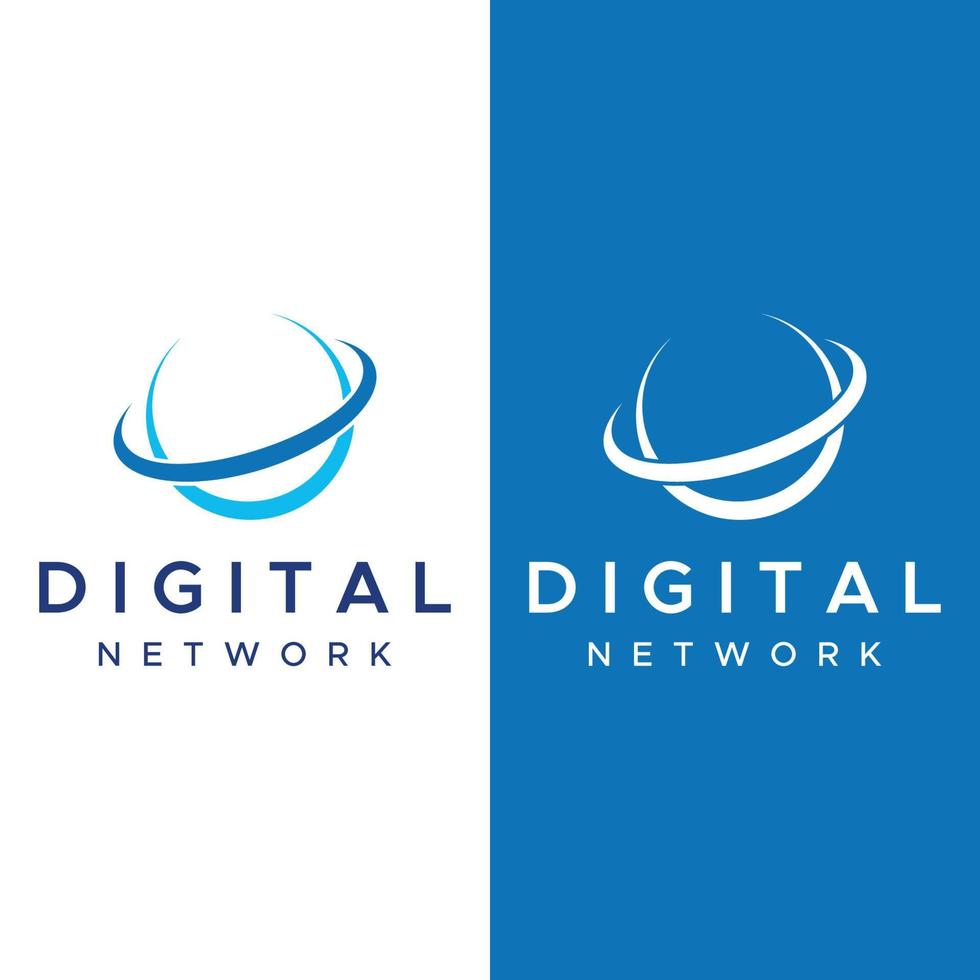 Logo design of futuristic global data or modern internet network.Logotype for business, web, technology. vector