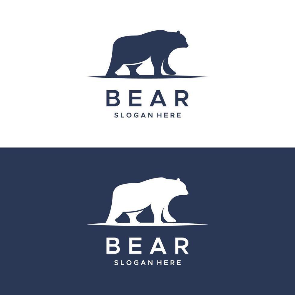 Polar bear animal logo template design and bear face isolated on background. vector