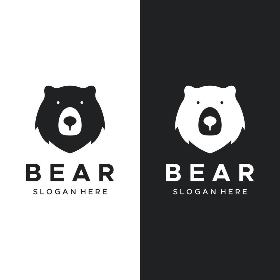 Polar bear animal logo template design and bear face isolated on background. vector