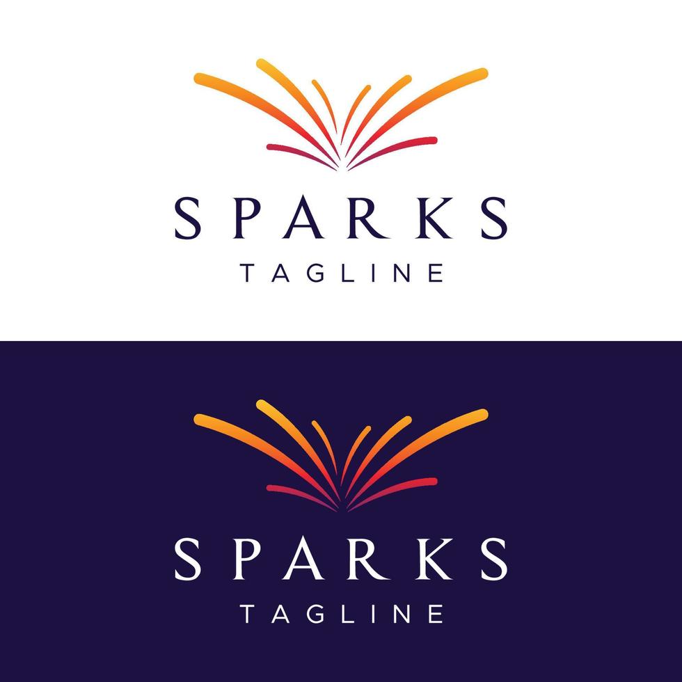 Creative colorful spark logo template design in modern style. Logotype for business, brand, celebration, fireworks, stars. vector