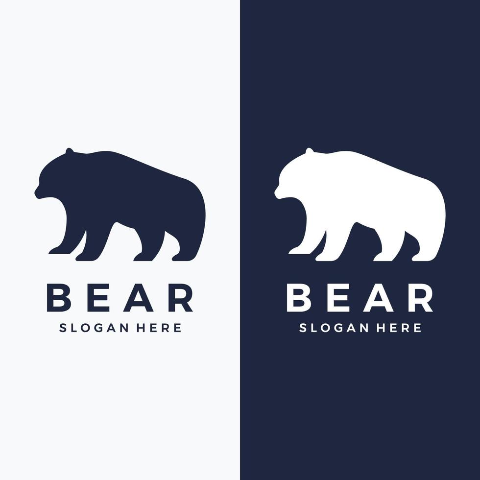 Polar bear animal logo template design and bear face isolated on background. vector