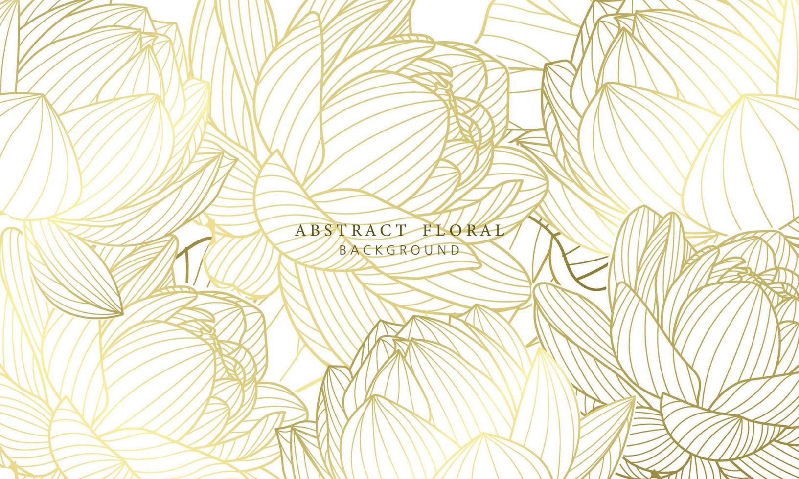 Lotus luxury hand drawn botanical leaves line art background vector